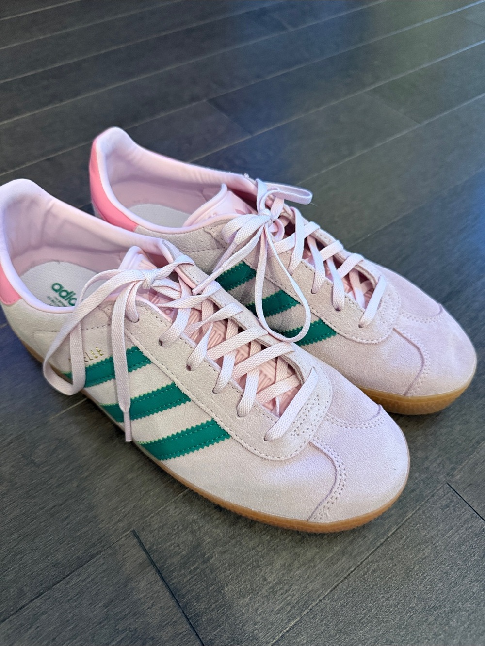 adidas Pink and Green Gazelle-Inspired Athletic Sneakers